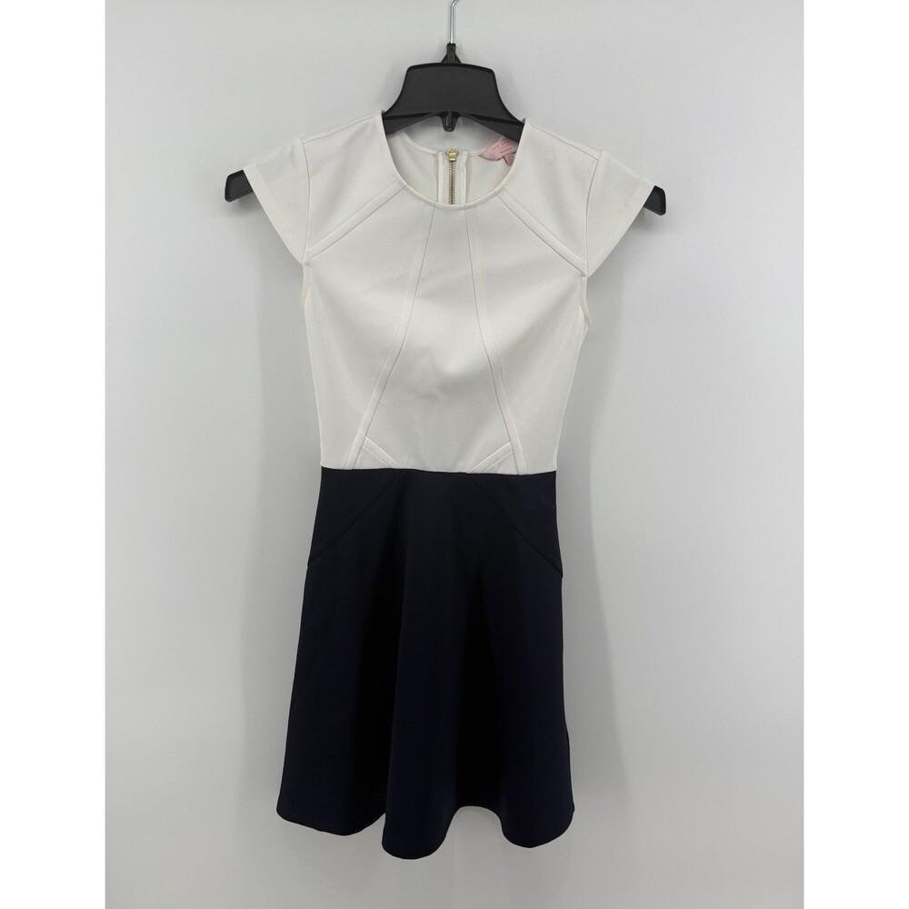 TED BAKER LONDON SKATER DRESS NAVY + WHITE Size 0